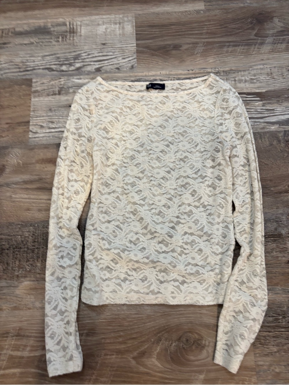 GAP Cream Lace Long-Sleeve Top, Sz S